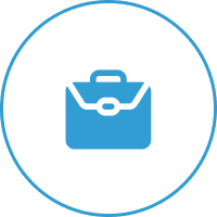 Simple blue briefcase symbol